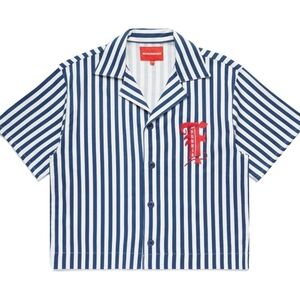4HUNNID HAVANA STRIPES BUTTON UP CROPPED MENS SHIRT NWT SIZE SMALL